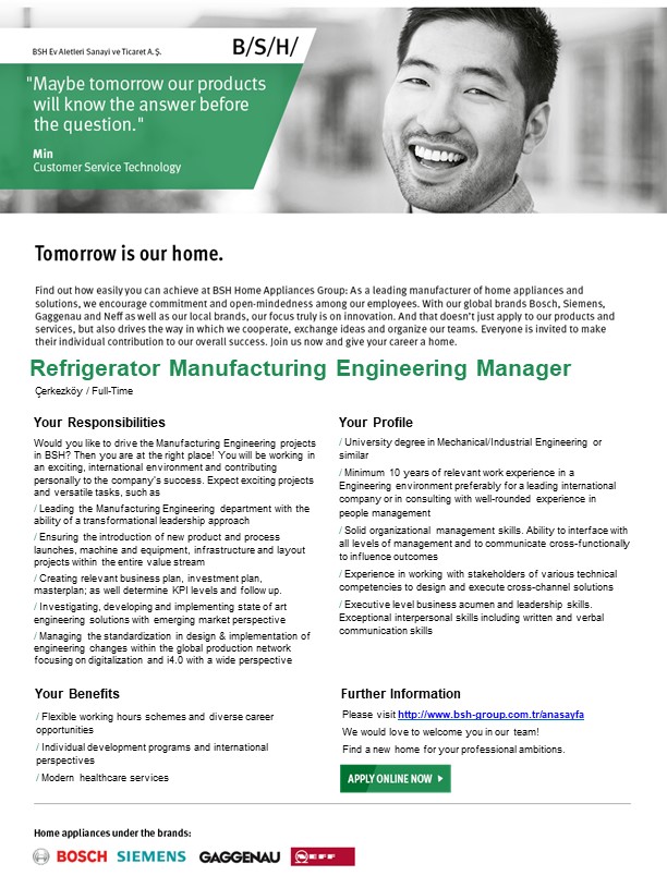 BSH EV ALETLERİ SAN.VE TİC.A.Ş. Refrigerator Manufacturing Engineering